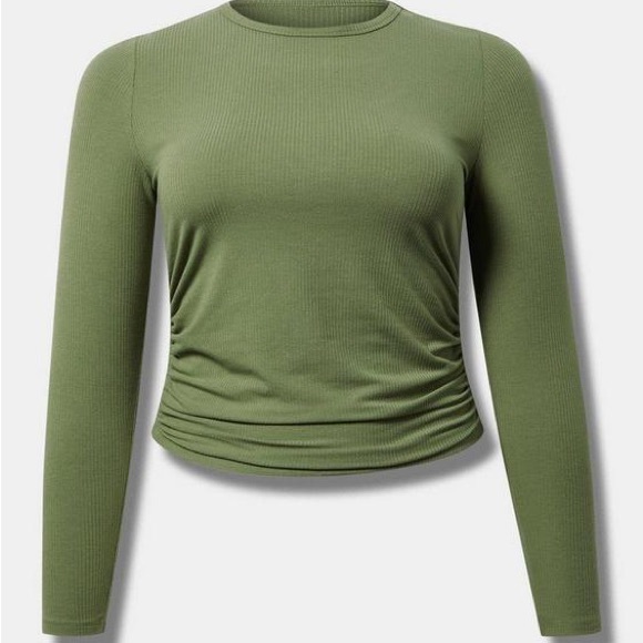 torrid Tops - NWT Torrid size 3 Side Olivine Cinch Crew Long Sleeve Top